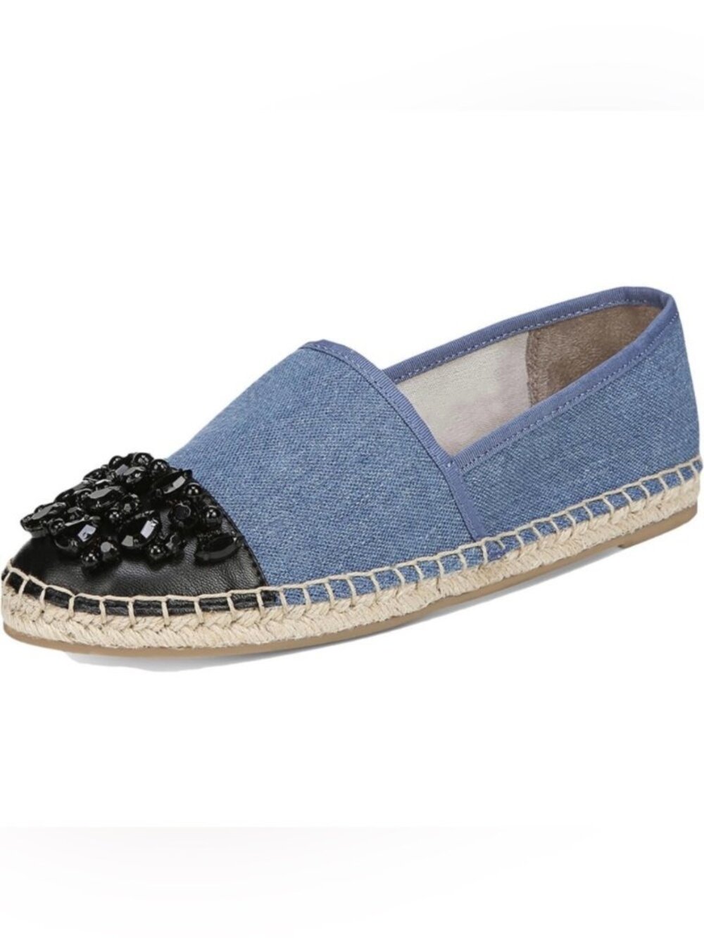 Circus Sam Edelman Women's Loretta Blue Denim Black Jeweled Cap Toe Espadrilles